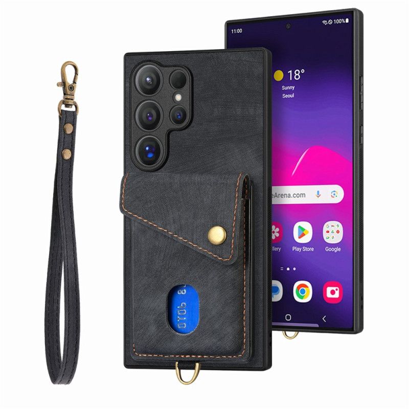 Kryt Samsung Galaxy S25 Ultra 5g Semišový Efekt S Kartou Držák A Stojan