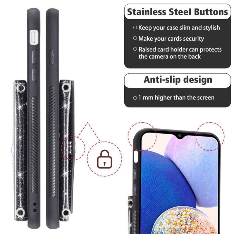 Kryt Samsung Galaxy S26 Třpytivý Držák Na Karty A Ramenní Popruh