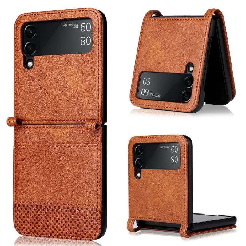 Kryt Samsung Galaxy Z Flip 3 5g Držák Na Karty Ve Stylu Vintage Kůže