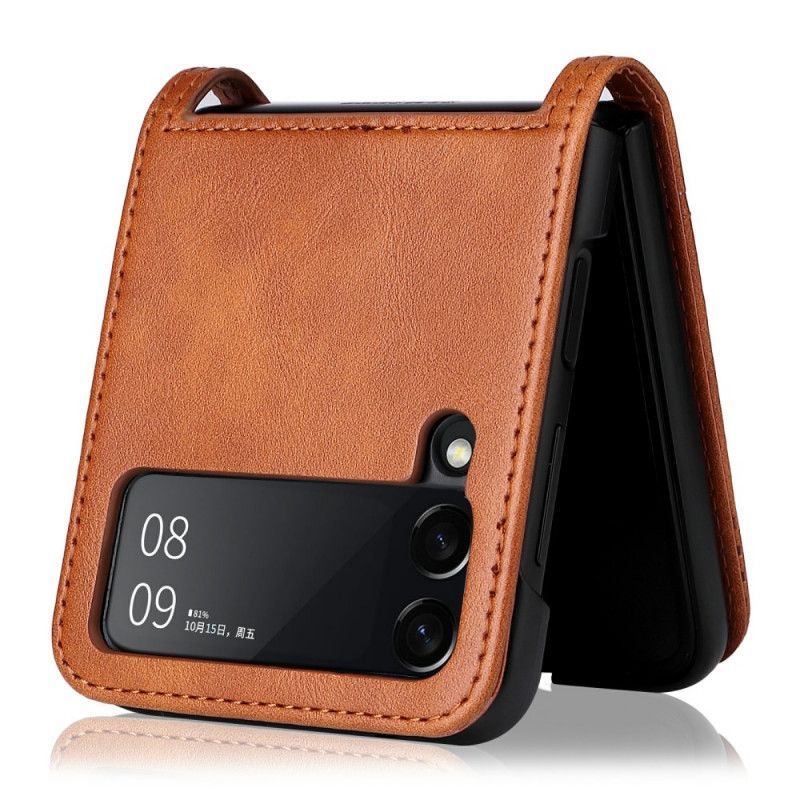 Kryt Samsung Galaxy Z Flip 3 5g Držák Na Karty Ve Stylu Vintage Kůže