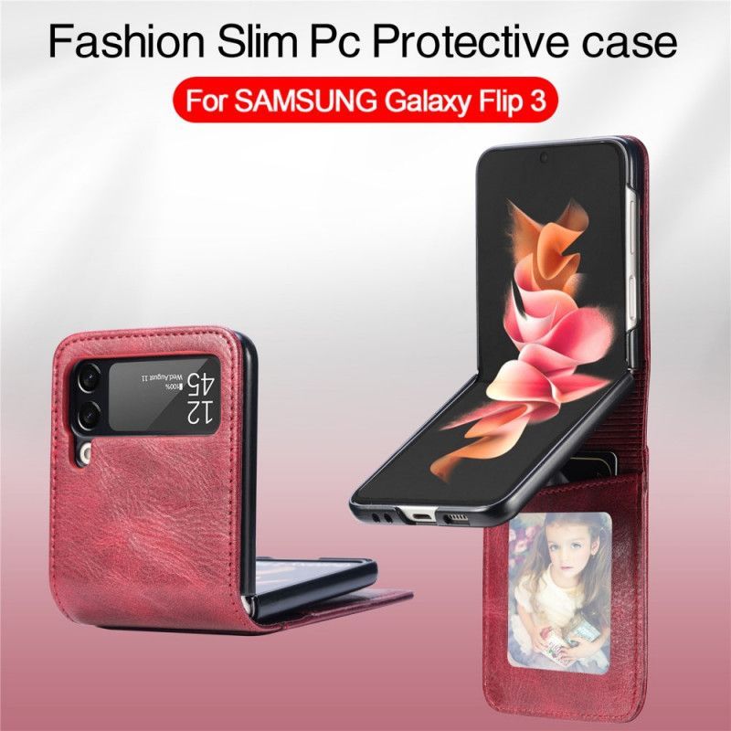 Kryt Samsung Galaxy Z Flip 3 5g Styl Peněženky Z Kůže
