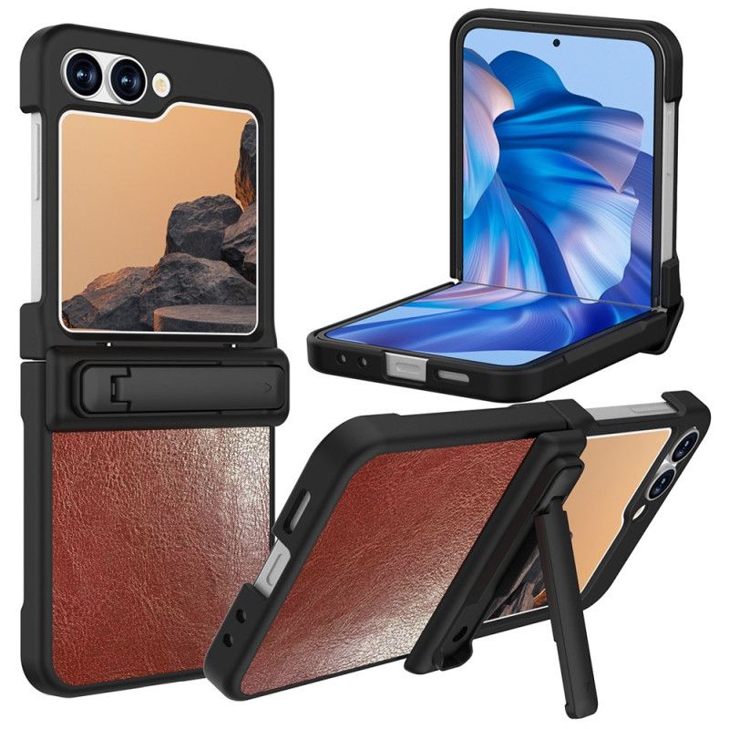 Kryt Samsung Galaxy Z Flip 7 Fe Kryty Na Mobil Kožený Efekt Se Stojánkem