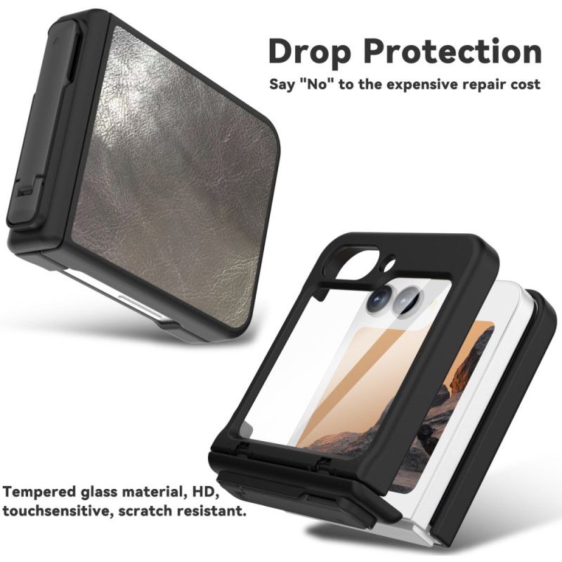 Kryt Samsung Galaxy Z Flip 7 Fe Kryty Na Mobil Kožený Efekt Se Stojánkem