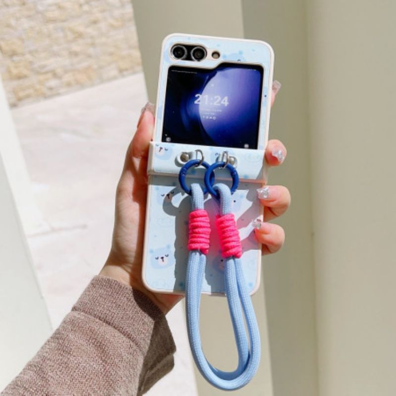 Kryt Samsung Galaxy Z Flip 7 Fe Medvědí Vzor A Řemínek Na Zápěstí