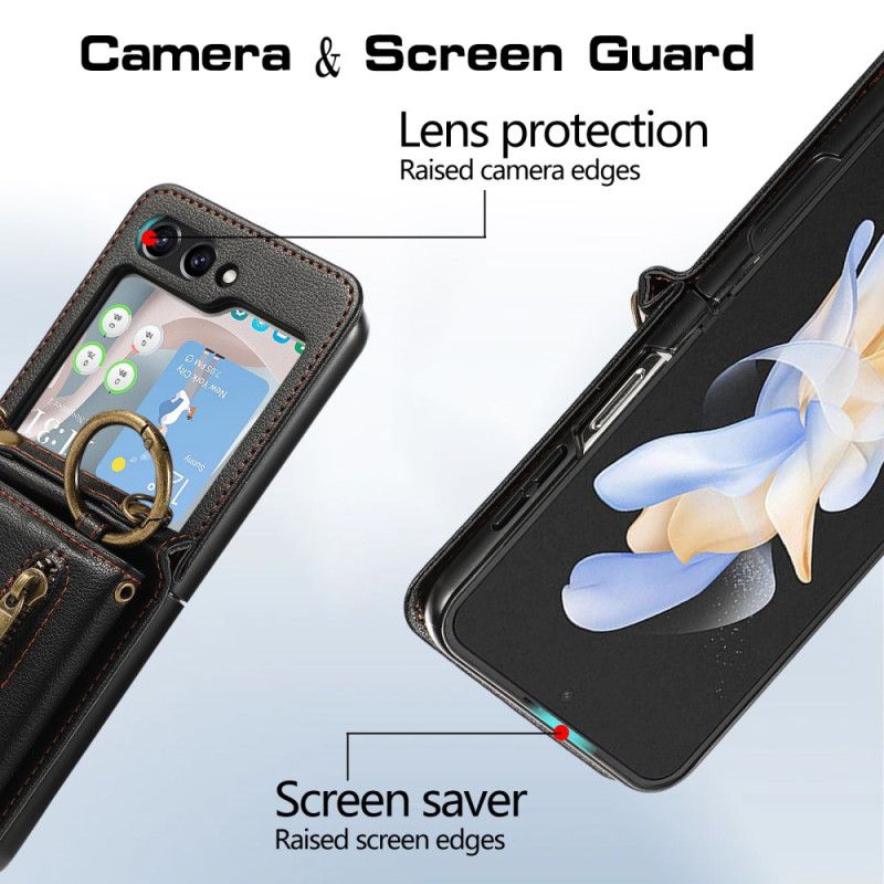 Kryt Samsung Galaxy Z Flip 7 Fe Peněženka Na Zip A Ramenní Popruh