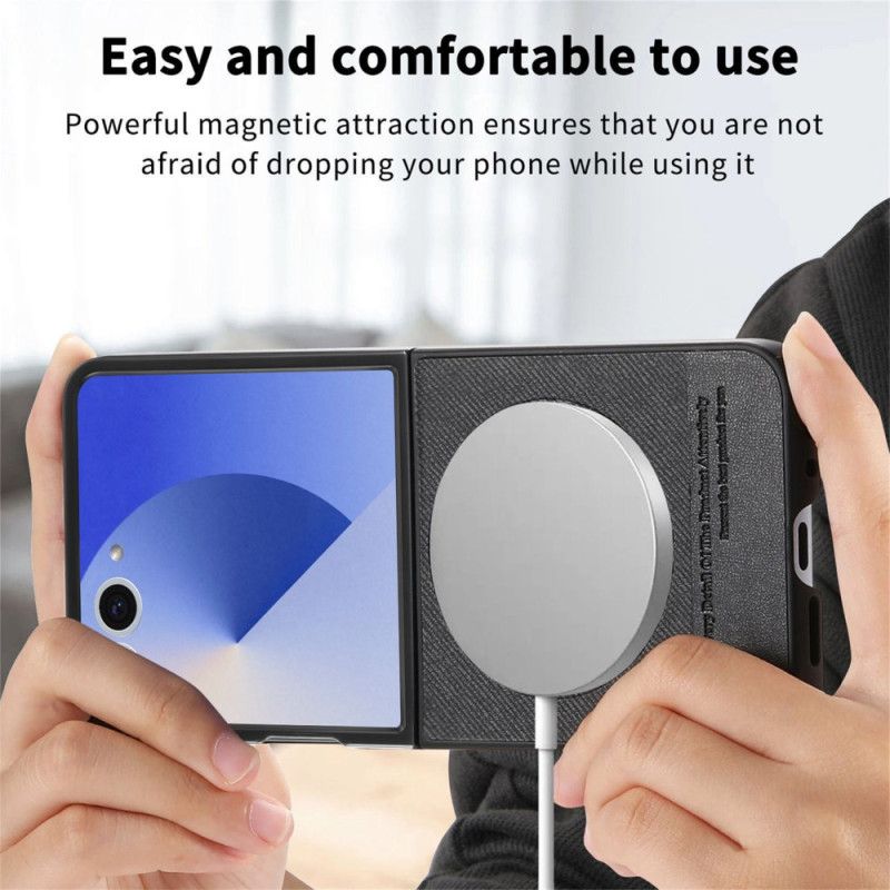 Kryt Samsung Galaxy Z Flip 7 Kompatibilní S Magsafe Denimová Texturovaná Kůže