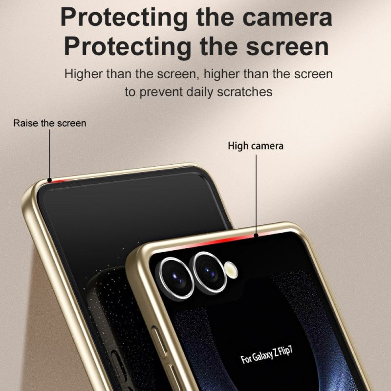 Kryt Samsung Galaxy Z Flip 7 Kovový Efekt S Ochranou Displeje