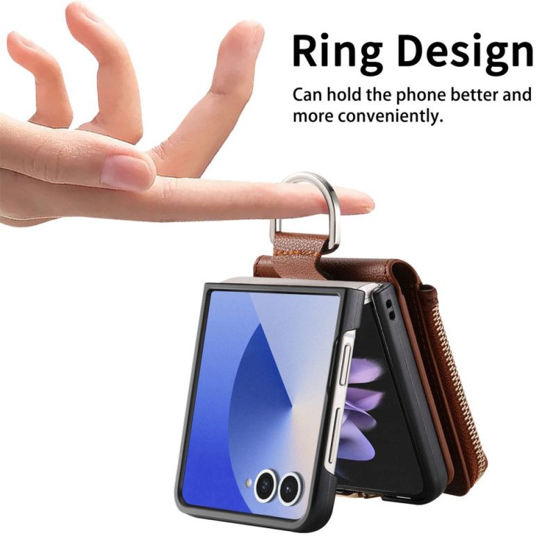 Kryt Samsung Galaxy Z Flip 7 Peněženka Na Mince A Držák Na Prsteny