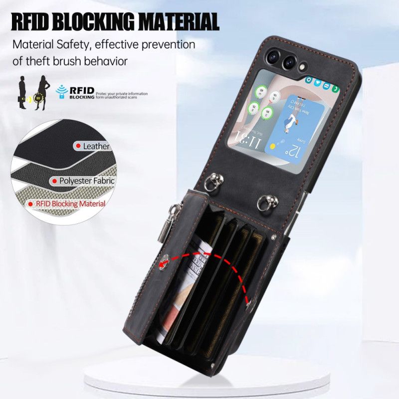 Kryt Samsung Galaxy Z Flip 7 Peněženka Se Šňůrkou Na Krk A Ramenním Popruhem