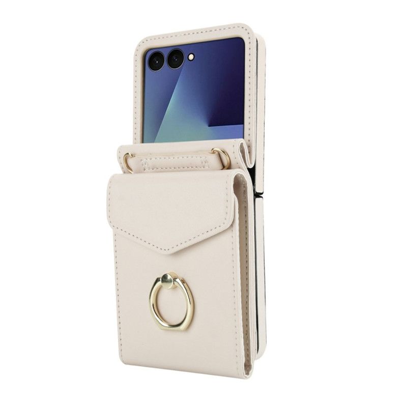 Kryt Samsung Galaxy Z Flip 7 Prošívaná Peněženka A Řemínek