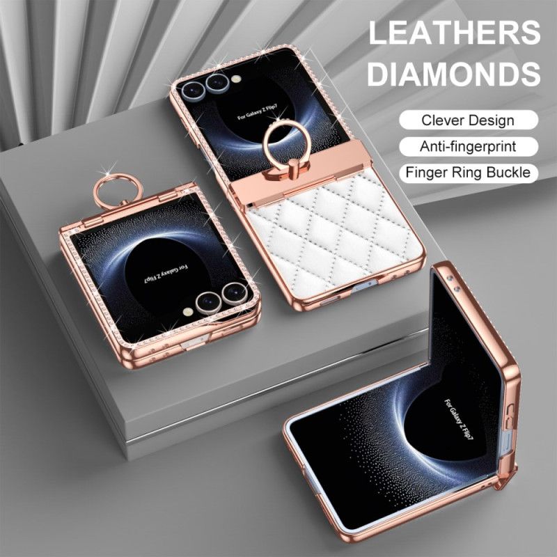 Kryt Samsung Galaxy Z Flip 7 Stojan Na Prsteny A Dekorace S Kamínky