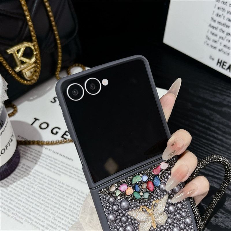 Kryt Samsung Galaxy Z Flip 7 Třpytivý Design A Popruh Na Zápěstí