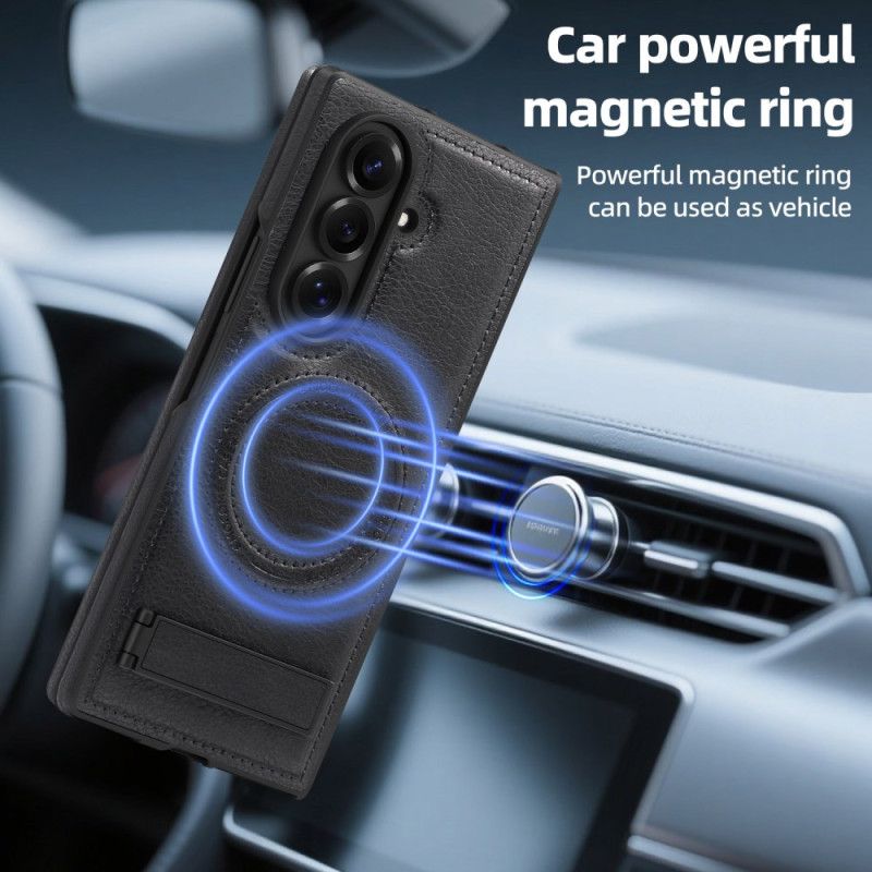 Kryt Samsung Galaxy Z Fold 7 Kožený Efekt A Stojánek Magsafe