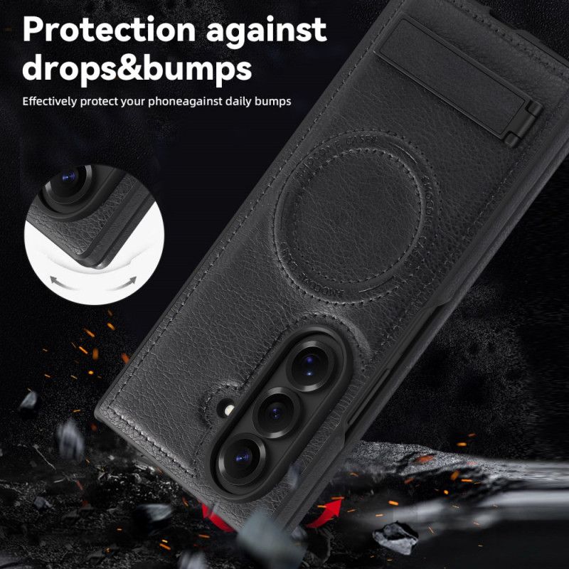 Kryt Samsung Galaxy Z Fold 7 Kožený Efekt A Stojánek Magsafe