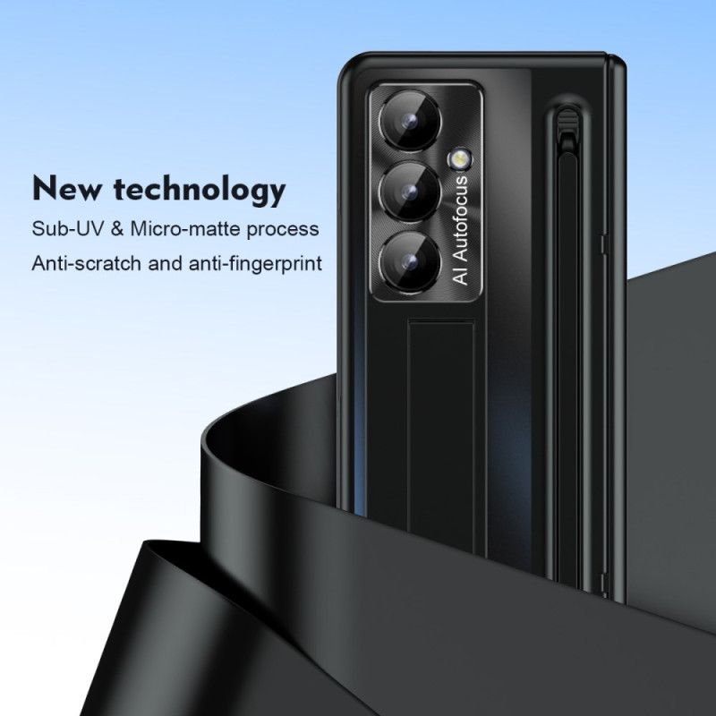 Kryt Samsung Galaxy Z Fold 7 Stojan S Kovovým Efektem A Ochranná Fólie Na Displej