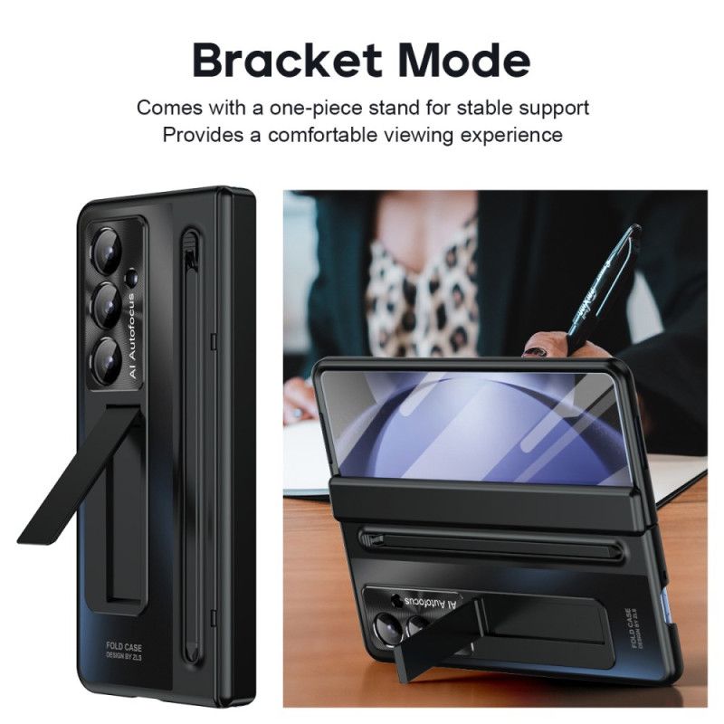 Kryt Samsung Galaxy Z Fold 7 Stojan S Kovovým Efektem A Ochranná Fólie Na Displej