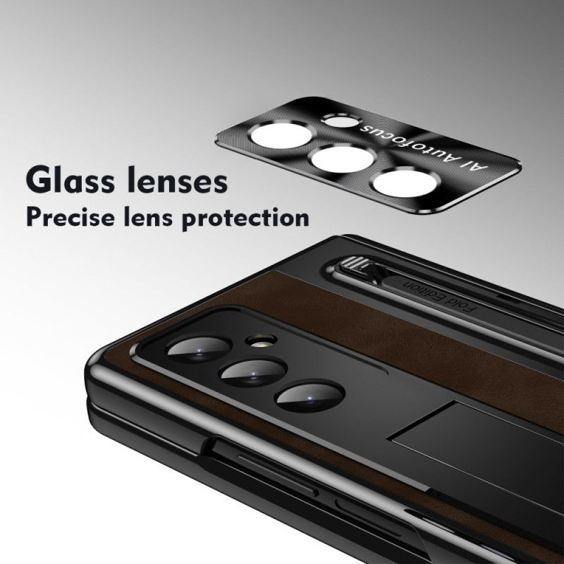 Kryt Samsung Galaxy Z Fold 7 Stojan S Koženým Efektem A Držák Stylusu