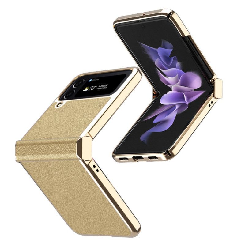 Kryty Na Mobil Na Samsung Galaxy Z Flip 4 Flipové Pouzdro Litchi Kožené Kovové Hrany
