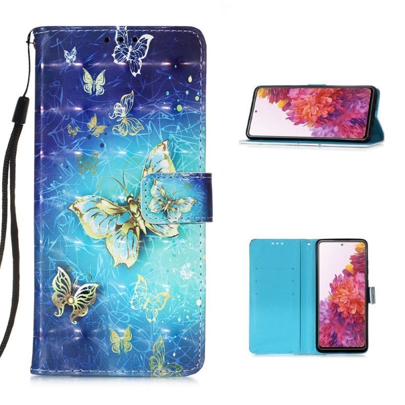 Peněženková Pouzdra Na Samsung Galaxy S20 Fe Zlatí Motýli