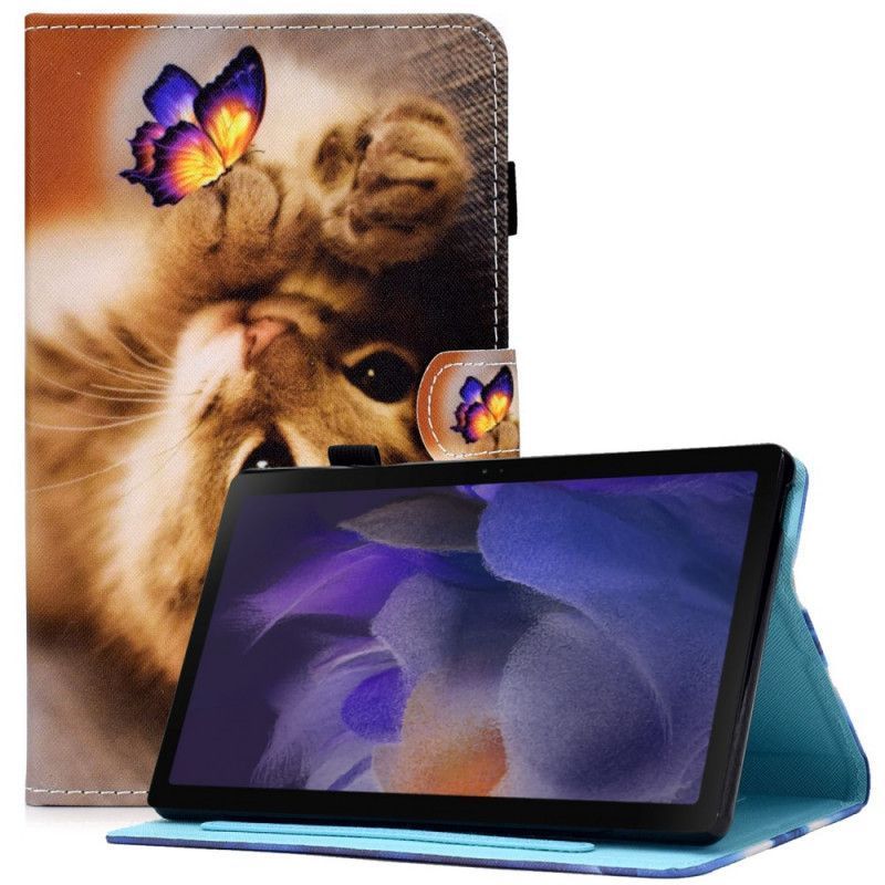 Peněženková Pouzdra Na Samsung Galaxy Tab A8 (2021) Moje Kotě A Motýl
