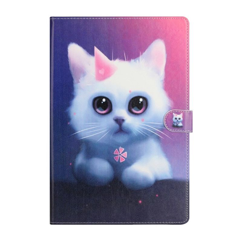 Peněženková Pouzdra Na Samsung Galaxy Tab S7 Plus Bílé Kotě