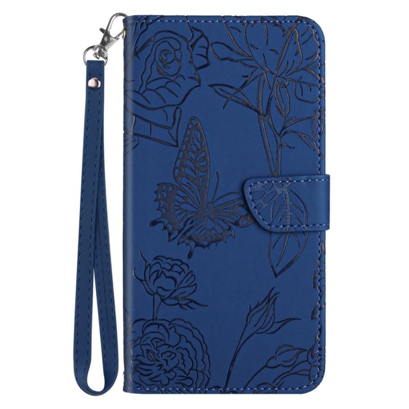 Peněženková Pouzdra Samsung Galaxy A15 Kryty Na Mobil Butterflies Print With Lanyard