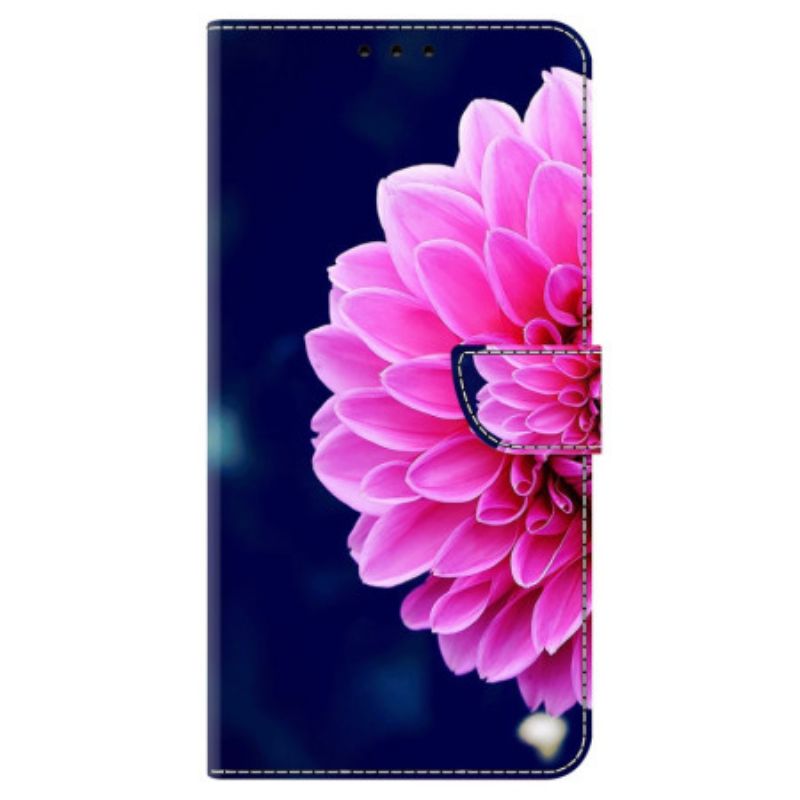 Peněženková Pouzdra Samsung Galaxy A15 Růžové Květy Na Modrém Pozadí