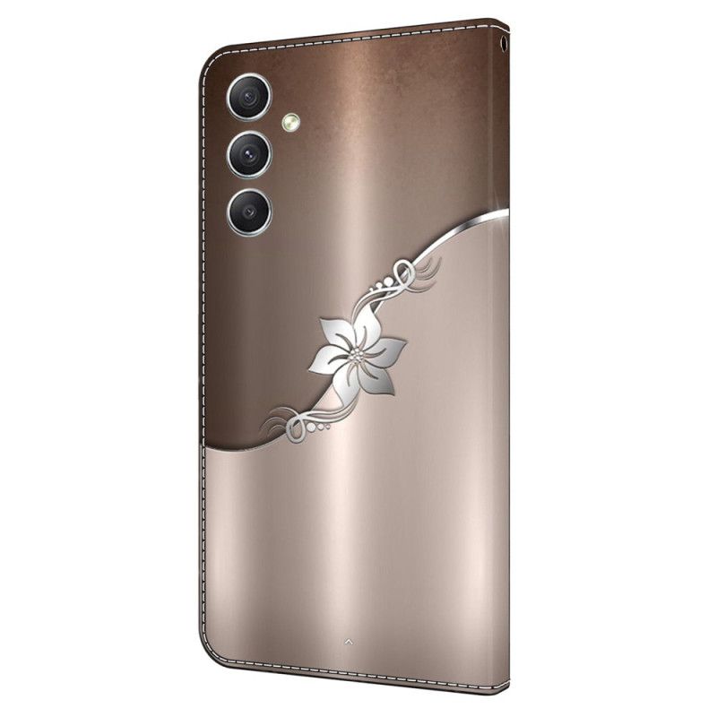 Peněženková Pouzdra Samsung Galaxy A15 Stříbrný Květ