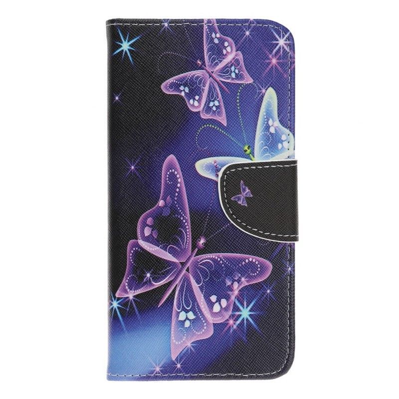 Peněženková Pouzdra Samsung Galaxy A40 Motýli A Květiny