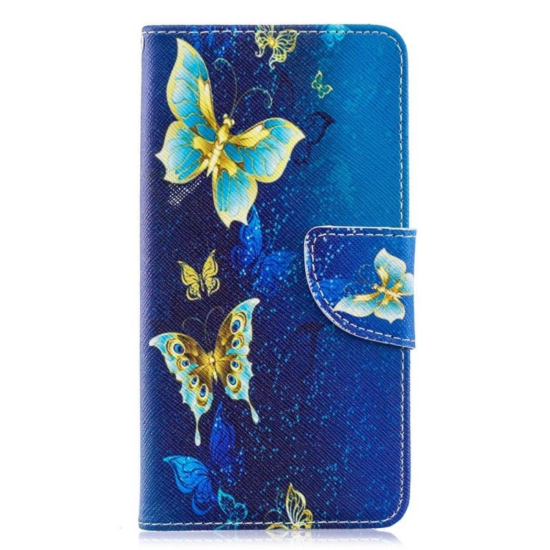 Peněženková Pouzdra Samsung Galaxy A40 Zlatí Motýli