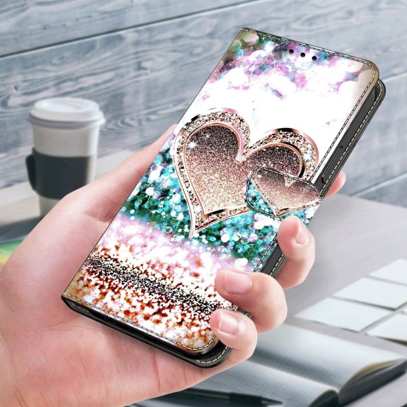 Peněženková Pouzdra Samsung Galaxy A55 5g Růžové Diamantové Srdce