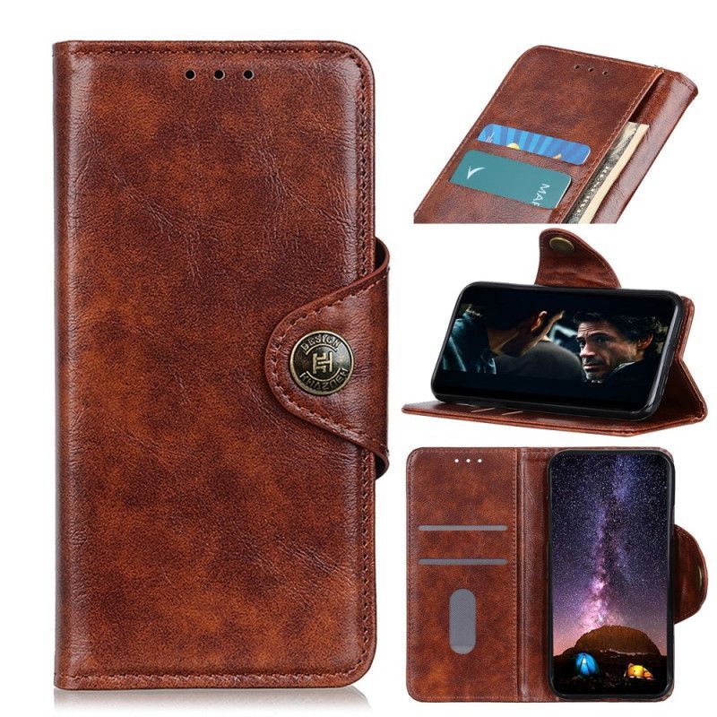 Peněženková Pouzdra Samsung Galaxy A71 Vintage Knoflík Z Imitace Kůže