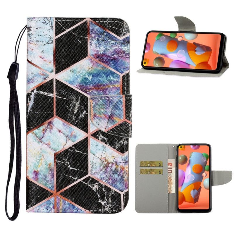 Peněženková Pouzdra Samsung Galaxy M11 Geometrický Mramor