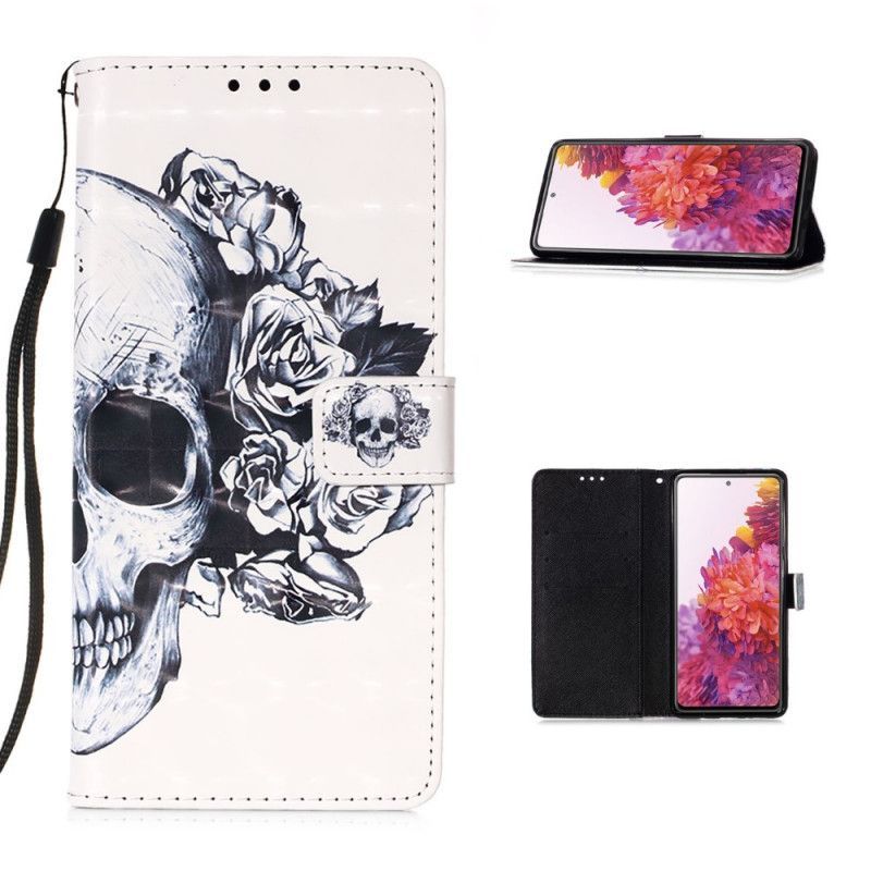 Peněženková Pouzdra Samsung Galaxy S20 Fe Květinová Lebka