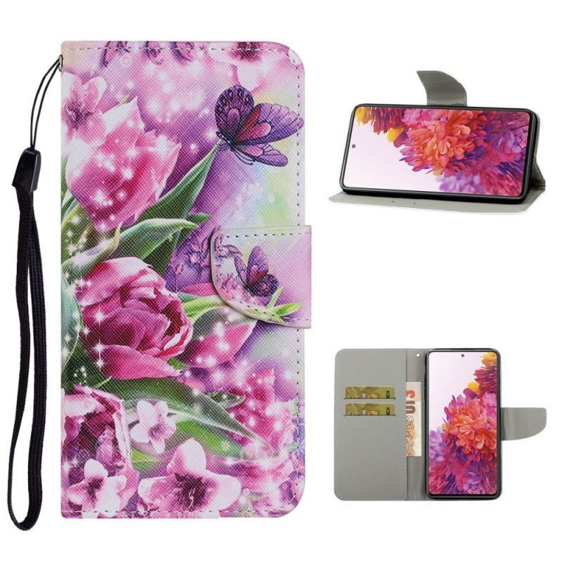 Peněženková Pouzdra Samsung Galaxy S20 Fe Motýli A Tulipány