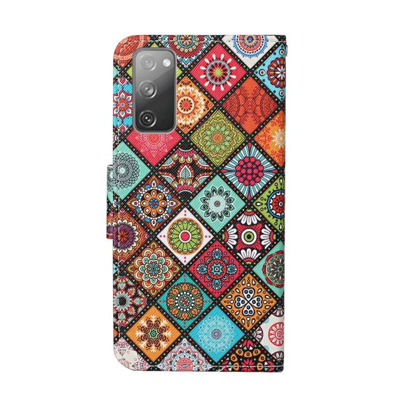 Peněženková Pouzdra Samsung Galaxy S20 Fe Patchworkové Mandaly S Páskem