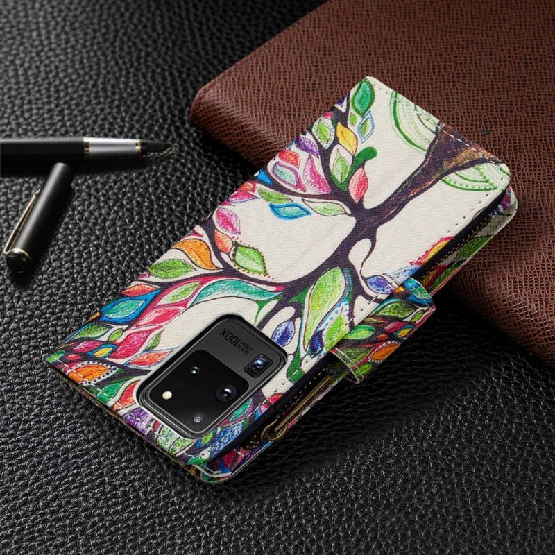Peněženková Pouzdra Samsung Galaxy S20 Ultra Stromová Kapsa Na Zip