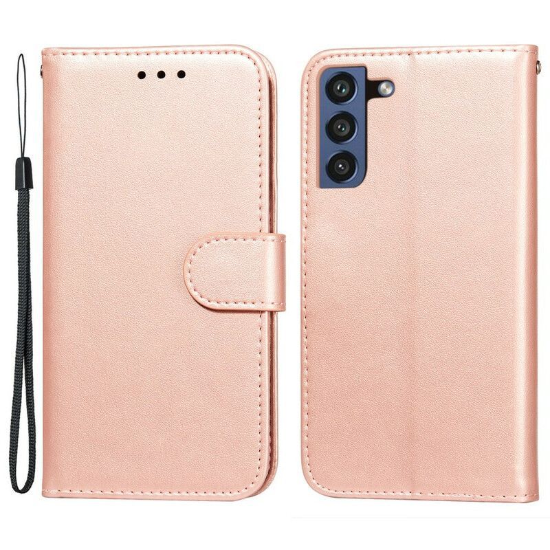 Peněženková Pouzdra Samsung Galaxy S21 Fe Jednobarevná Série S Páskem