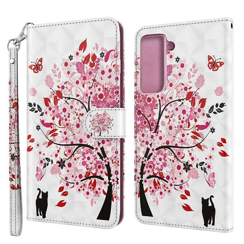 Peněženková Pouzdra Samsung Galaxy S21 Fe Růžový Strom