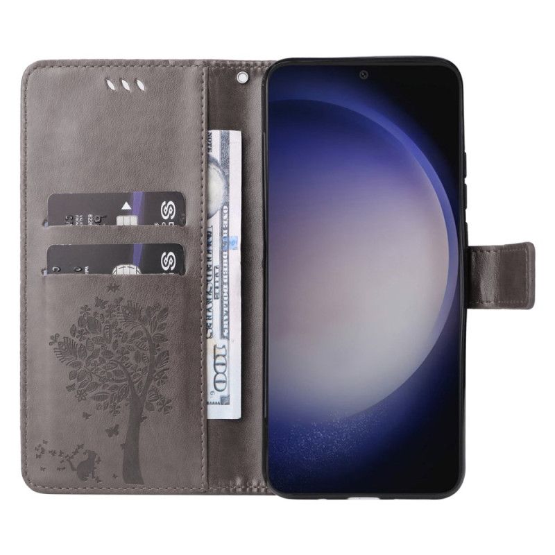 Peněženková Pouzdra Samsung Galaxy S24 Plus 5g Kryty Na Mobil Kočka Pod Lankovým Stromem