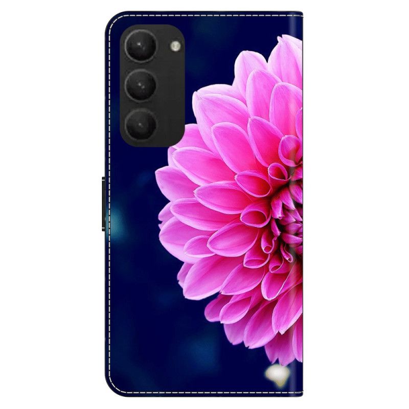 Peněženková Pouzdra Samsung Galaxy S24 Plus 5g Kryty Na Mobil Růžové Květy Na Modrém Pozadí