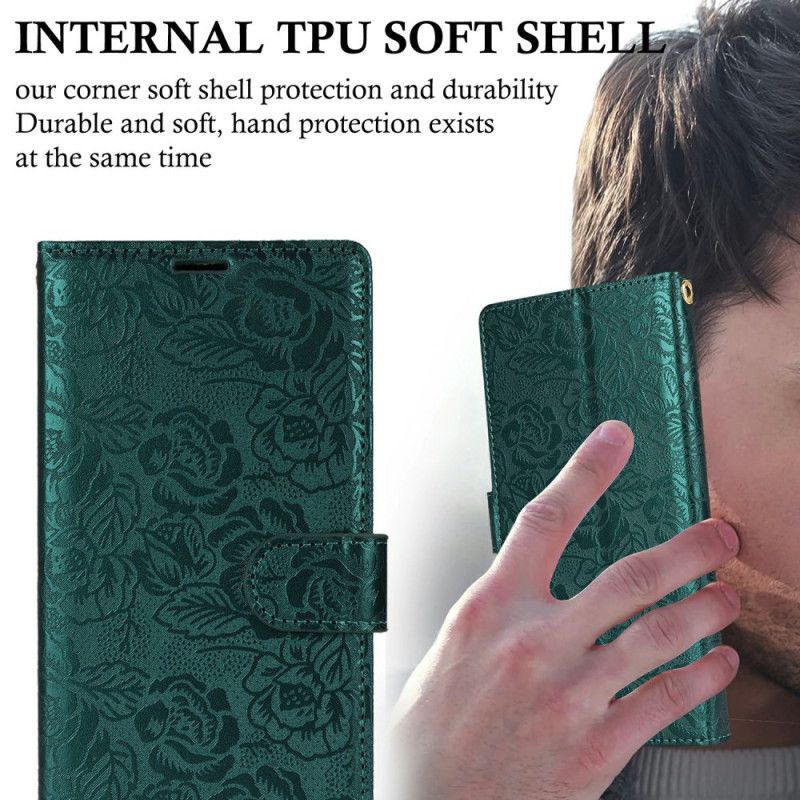 Peněženková Pouzdra Samsung Galaxy S25 5g Kryty Na Mobil Šňůrka S Květinovým Potiskem