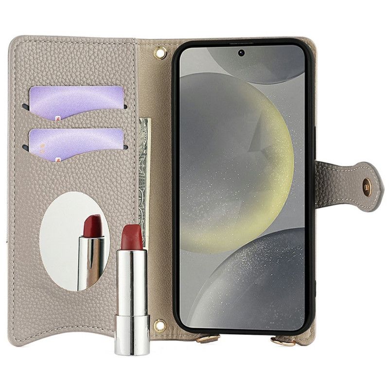 Peněženková Pouzdra Samsung Galaxy S25 5g Kryty Na Mobil Zrcadlo A Řetízek