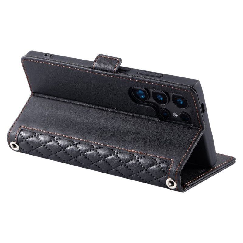 Peněženková Pouzdra Samsung Galaxy S26 Ultra Prošívaná S Páskem