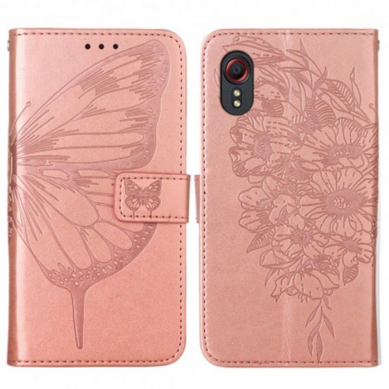 Peněženková Pouzdra Samsung Galaxy Xcover 5 Designový Motýl Se Šňůrkou