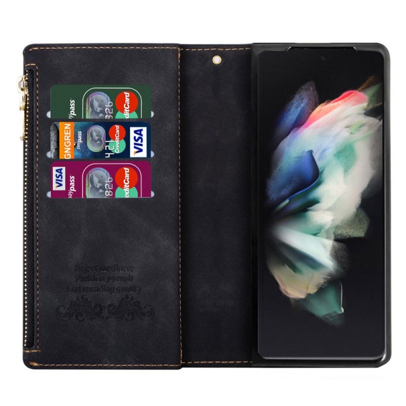 Peněženková Pouzdra Samsung Galaxy Z Fold 5 Peněženka Na Mince S Popruhem