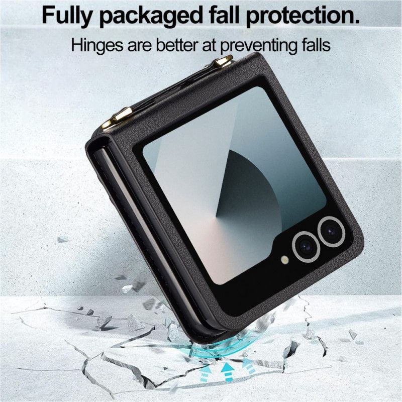 Pouzdro Na Samsung Galaxy Z Flip 7 Pouzdro Na Karty V Koženém Stylu A Ramenní Popruh