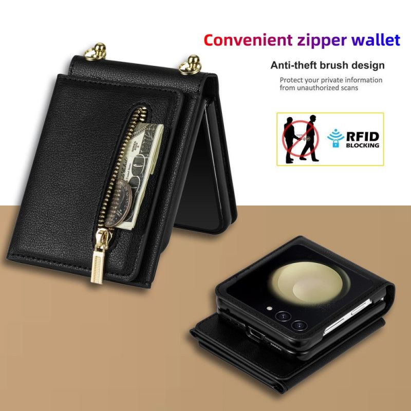 Pouzdro Na Samsung Galaxy Z Flip 7 Peněženka S Rfid A Ramenní Popruh