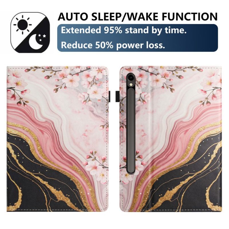 Pouzdro Samsung Galaxy Tab S10 Fe Mramorový Květinový Vzor