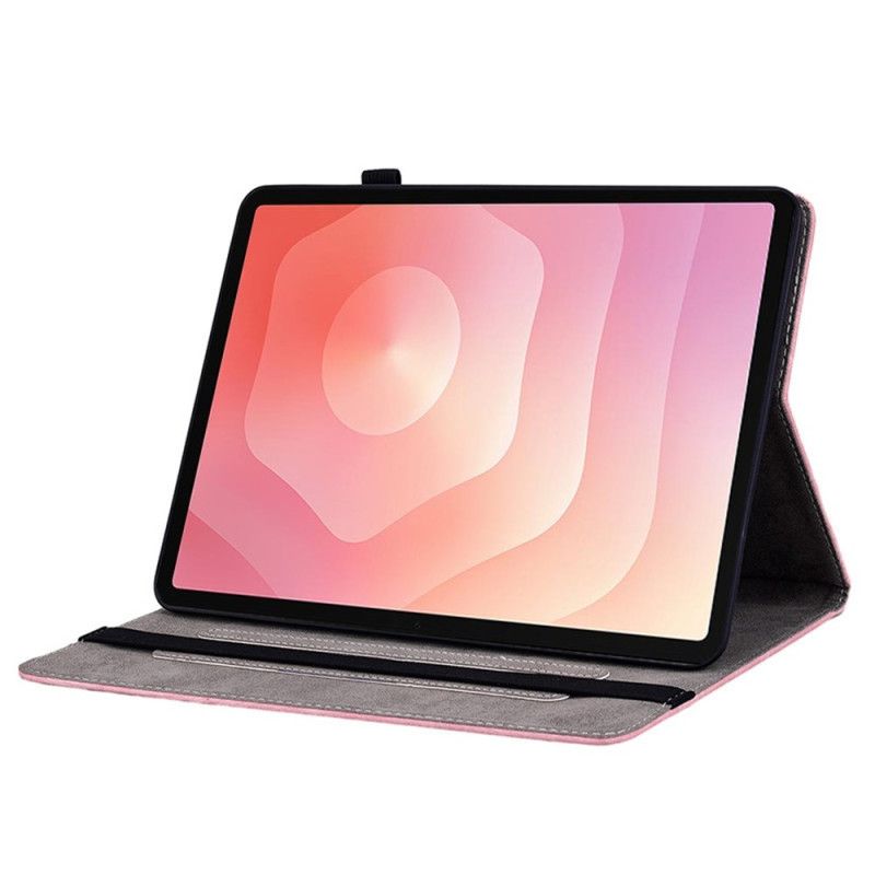 Pouzdro Samsung Galaxy Tab S11 Květinový Vzor S Efektem Semiše